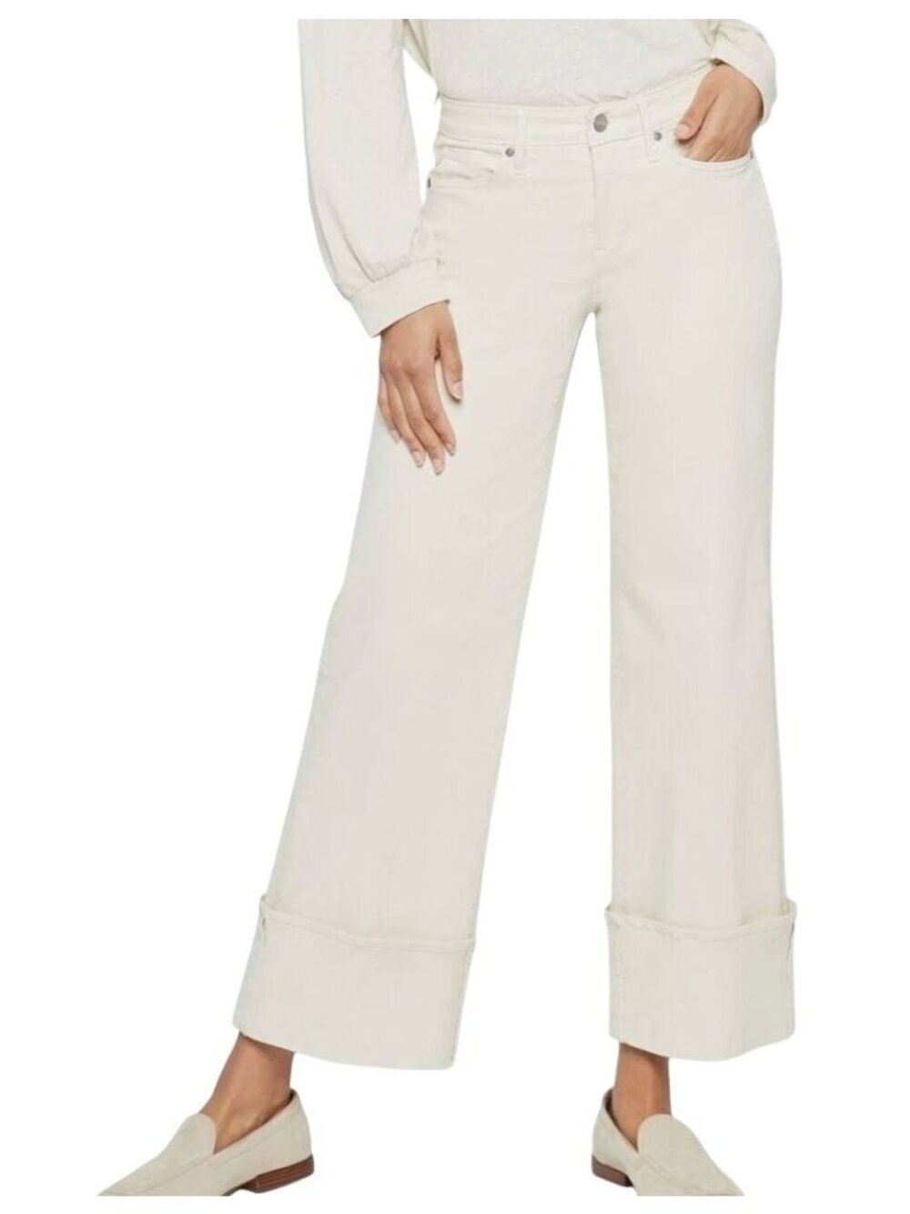 NWT NYDJ Teresa Wide Leg Jeans White Size 4 Inseam 29 MSRP $119